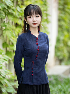 筠雅唐装女中国风中式盘扣，上衣年轻款，禅意素衣茶服女民族风女装