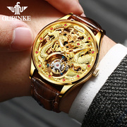 瑞士2023品牌男士手表机械表真陀飞轮奢侈纯金色男表十大