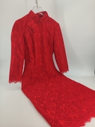 秋冬款订婚礼裙旗袍高级平时可穿红色敬酒服新娘，连衣裙回门女秋冬
