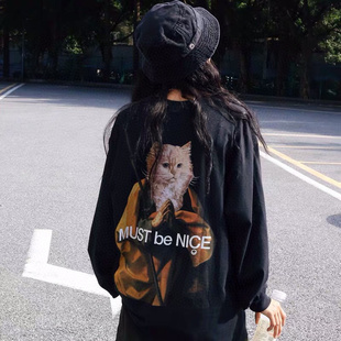 美国潮牌RIPNDIP 贱猫口袋猫长袖T恤 恶搞祈祷猫僧 男女情侣款