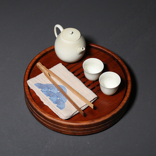 画续 简约竹制茶盘茶海茶台储水式家用现代茶盘茶具 日式干泡盘