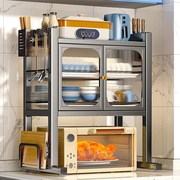 厨房微波炉置物架烤箱架子多功能碗碟筷收纳架家用台面小碗柜