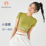 Leorrey/乐拉运动小蛮腰3D一体织高弹显瘦字母短袖BL