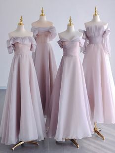 紫色伴娘服显瘦2023夏季婚礼小众高级姐妹团礼服裙女简约长款