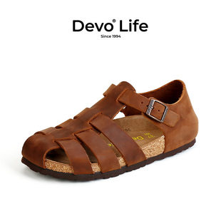 devo的沃软木凉鞋罗马个性，潮流时尚复古夏季休闲日系女凉鞋56109