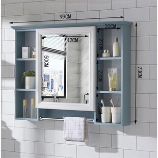 浴室镜柜挂墙式镜箱带置物架，洗手间梳妆镜子防水储物收纳柜卫生p