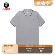 Aape男装春夏猿颜徽章字母印花纯色简约翻领POLO衫1253XXK