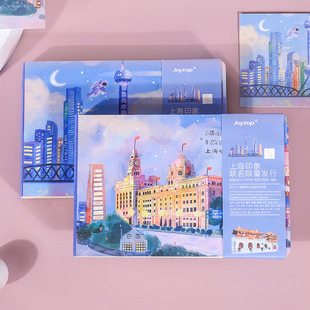 悦木上海城市印象布袋，笔记本上海旅游纪念盖章风景，文艺彩色插画