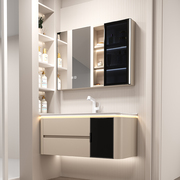 德国mootyle卫浴-x6奶油风智能浴室柜，组合陶瓷一体盆洗手盆