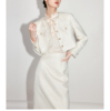 早春三件套法式高级感白色小xiang风短外套女复古轻奢显瘦套装裙