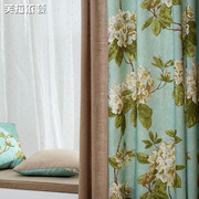 韩式文艺森系薄荷绿窗帘，女生卧室小清新田园，风格窗帘绿色小清新