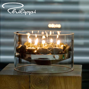 德国PHILIPPI创意烛火灯简约玻璃壁炉煤油灯烛台摆件浪漫生日礼物