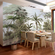 热带雨林餐厅壁纸椰子树森林，客厅卧室民宿个性，艺术壁画东南亚墙纸