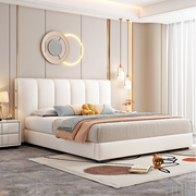 现代简约皮床主卧齐边大床1.5米1.8米北欧双人，婚床实木软包皮床
