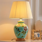 台灯卧室床头灯客厅美式复古新中式，欧式田园温馨遥控陶瓷台灯f款