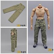 威龙DML1/6兵人模型二战现代美军德军盟军军绿色裤子休闲裤