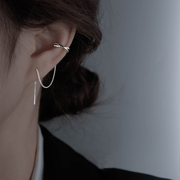 s925纯银耳夹耳线，一体式养耳洞耳线女长款耳环2022年潮耳链潮