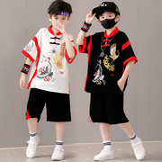 男童夏季套装2024中国风短袖t恤帅气时尚小男孩子运动两件套