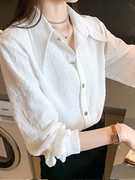 雪纺衬衫女设计感小众2024春秋季工装正装长袖大码宽松白衬衣
