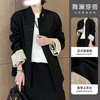 新中式黑色西装外套女2024春季休闲气质设计感小众国风女装