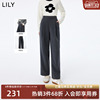 LILY2023冬女装都市时尚气质显瘦垂坠感直筒通勤休闲裤西装裤