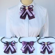 领结衬衫女带职业银行空姐工作服制服西装百搭领花配饰头花套装紫