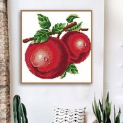 高端安格纯棉加厚印布十字绣水果系列水滴苹果餐厅装饰画自绣