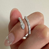蛇形镶钻戒指女s925纯银，创意个性开口食指，戒时尚气质小众开口指环