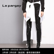 lapargay纳帕佳女士，休闲长裤秋季黑白色，小脚裤直筒裤显瘦