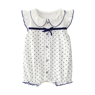 新生婴儿夏季连体衣服短袖女宝宝薄纯棉哈衣6爬爬服0-9-12个月1岁