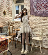 “心动白月光”韩系白色重工荷叶边小众气质甜美设计感连衣裙女装