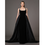 镶钻晚礼服重工轻奢走秀红毯长裙2024高端大气连衣裙黑色质感