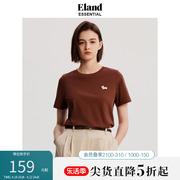 eland衣恋短袖t恤女多色，休闲柯基刺绣，短袖女简约上衣夏季