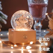 充电水晶球音乐盒八音盒飘雪夜灯生日礼物送女孩儿童男十12岁新年