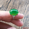 天然缅甸冰种翡翠色绿玉髓女款戒指玛瑙宝石活开口玉石指环送女友