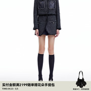 REVAN芮范2023冬季设计师款甜酷真两件拼皮裙裤RN91501208