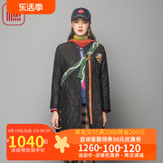 fishing棉服女2023冬季雪纺收腰长款绣花棉衣外套女fgfd4032