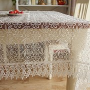 田园蕾丝欧式餐桌布乳白色玻璃纱半透明台布圆形盖布茶几布可