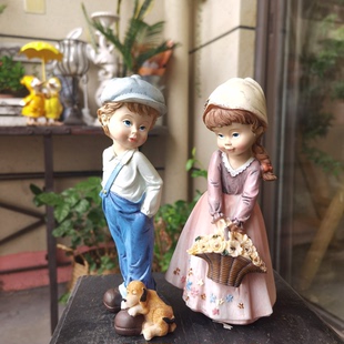 美式乡村森林阳台绿色花园情侣系列婚庆装饰 娃娃摆件树脂
