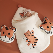 初生婴儿包被冬款加厚新生宝宝抱被春秋防惊跳睡袋纯棉包裹被两用