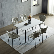 双虎大理石餐桌家用小户型客厅，现代简约长方形，岩板歺桌椅组合211e