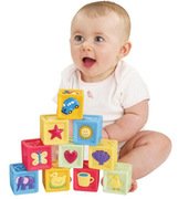 美国宝宝捏捏叫儿童软胶积木婴儿软积木早教益智玩具10个装