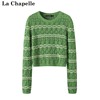拉夏贝尔/La Chapelle条纹拼接显瘦针织毛衣女套头宽松镂空打底衫