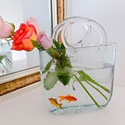 网红透明玻璃包包花瓶家居摆件客厅插花水培装饰创意鱼缸小型家用