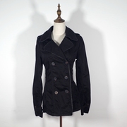 荷兰潮牌COOLCAT女士全棉纯黑双排扣西装领修身OL外套12小码