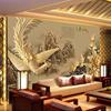 古典凤凰山水壁画大型立体墙贴壁纸，客厅电视沙发，财源广进背景墙纸