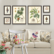 客厅装饰画现代美式挂画沙发墙壁画饭厅背景个性组合画抽象植物画