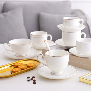 英式轻奢陶瓷咖啡杯家用下午茶杯欧式小奢华金边咖啡杯碟套装定制