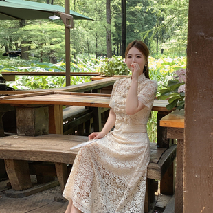 MB大码女装定制 水溶花蕾丝中式国风时尚气质高级感名媛裙子套装