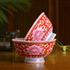 景德镇陶瓷器碗单个高脚防烫米饭碗中式泡面，碗碟套装家用仿古寿碗